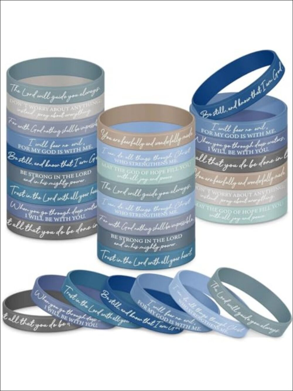 48 Pc Silicone Bible Verse Bracelets Christian Wristbands Party Favors